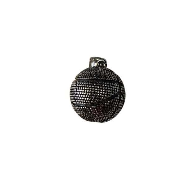 Classic Basketball Pendant Steel Tone 2.1cm Large Sports Design Metal Charm - Picture 6 of 7